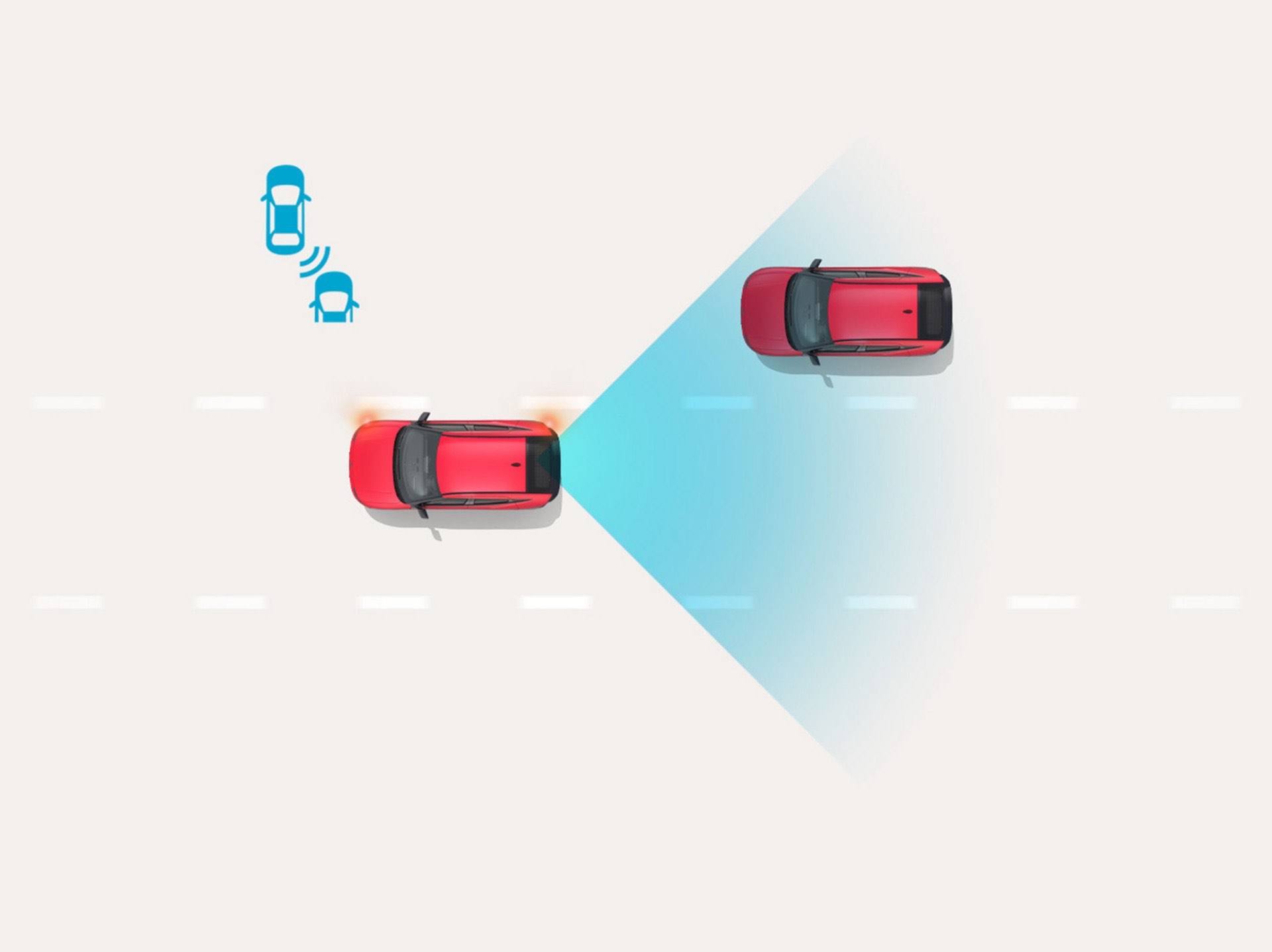 Illustration of Blind Spot Collision-Avoidance Assist feature of the Hyundai IONIQ 3 EV.