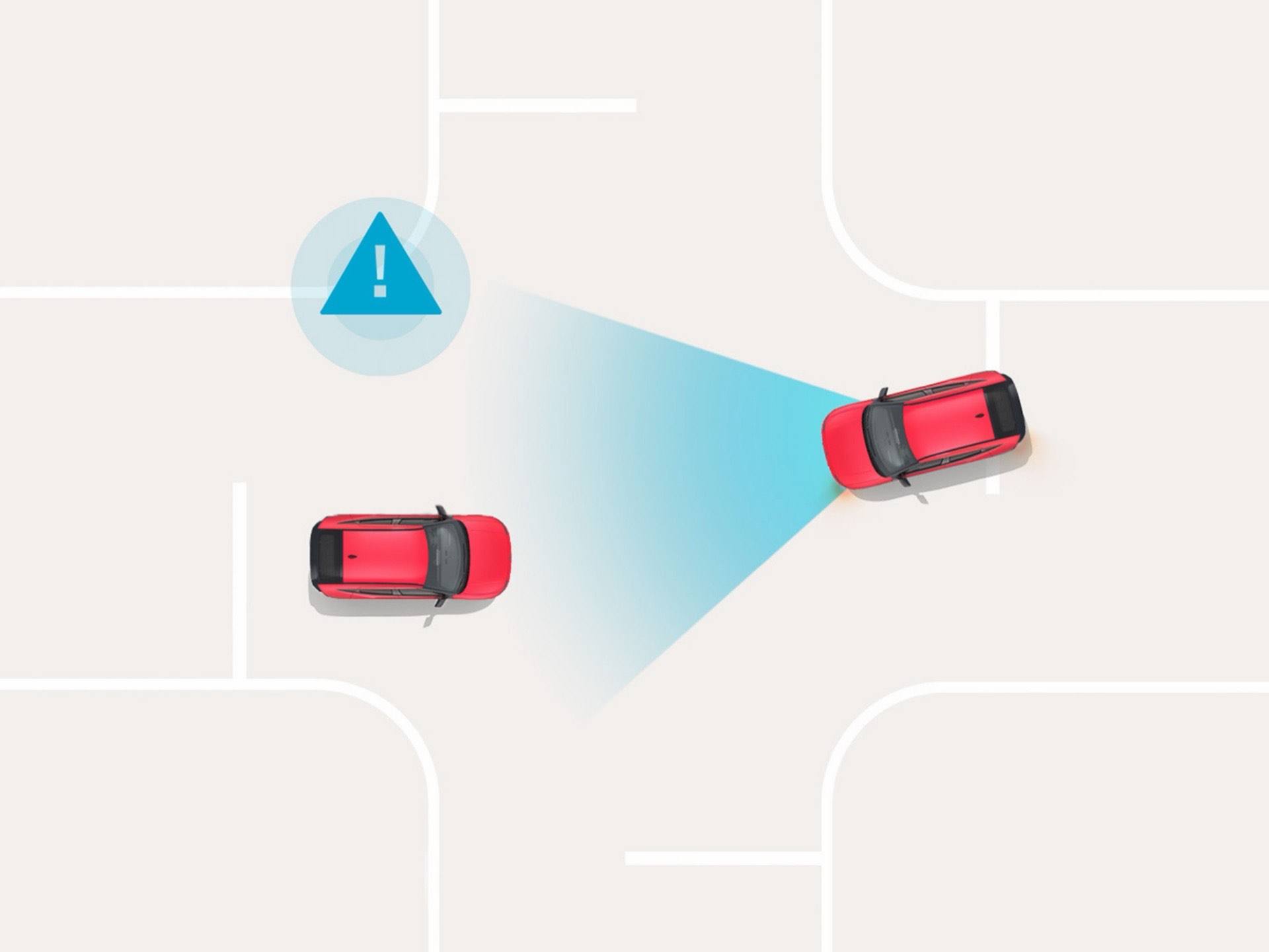 Illustration of the Forward Collision-Avoidance Assist feature of the Hyundai IONIQ 3 EV.