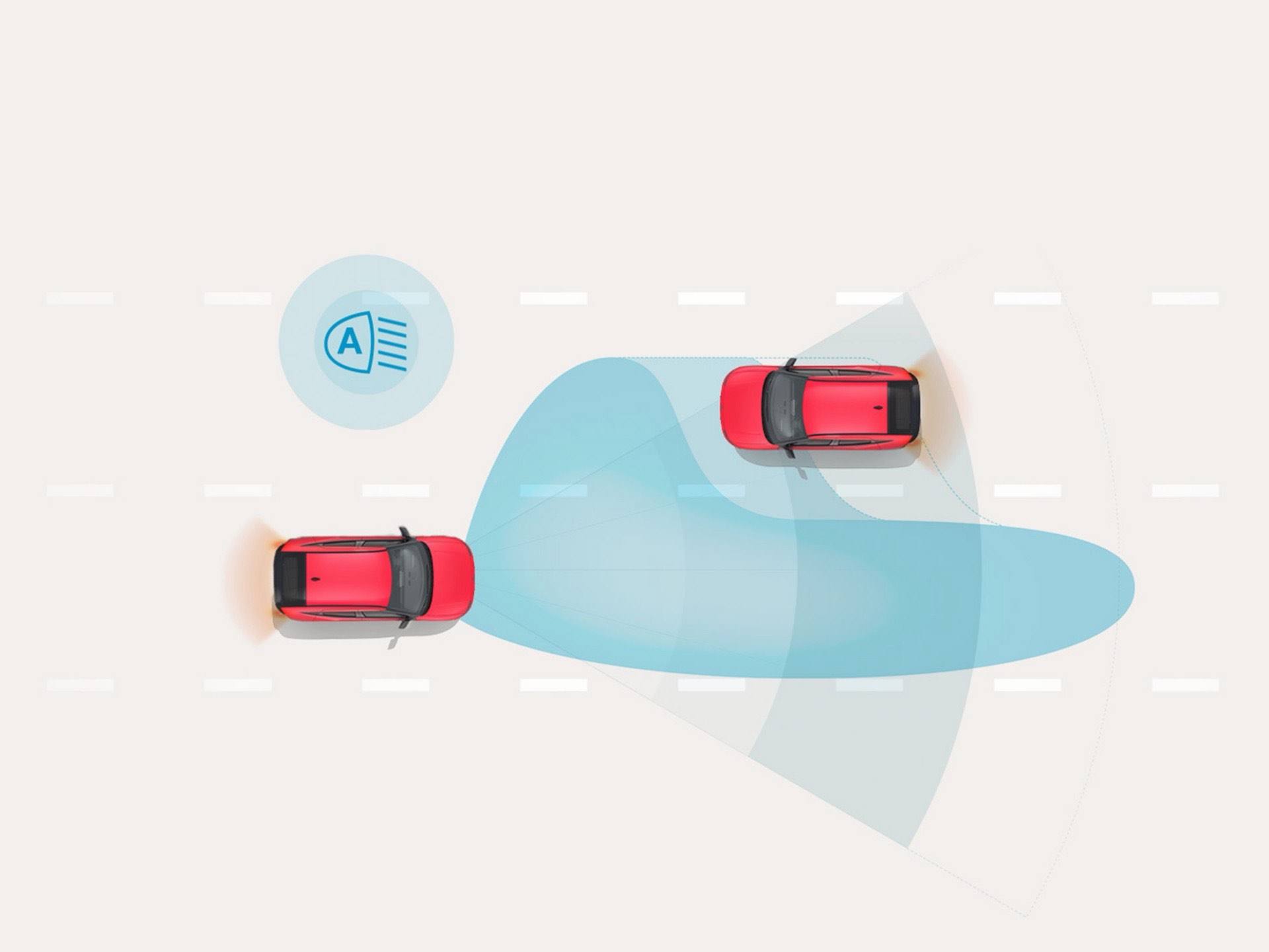 Illustration of the High Beam Assist  feature of the Hyundai IONIQ 3 EV.