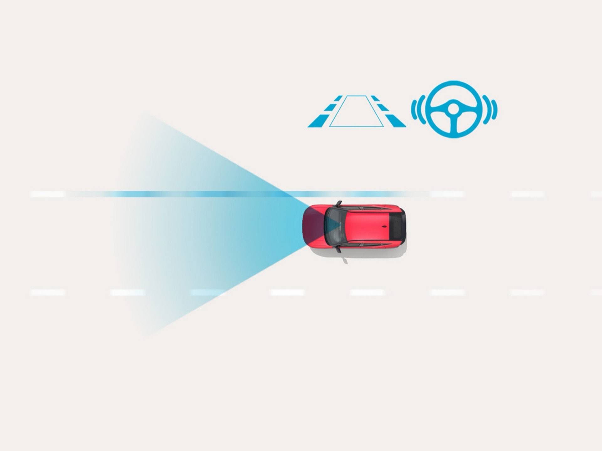 Illustration of the&nbsp;Lane Keeping Assist feature of the Hyundai IONIQ 3 EV.