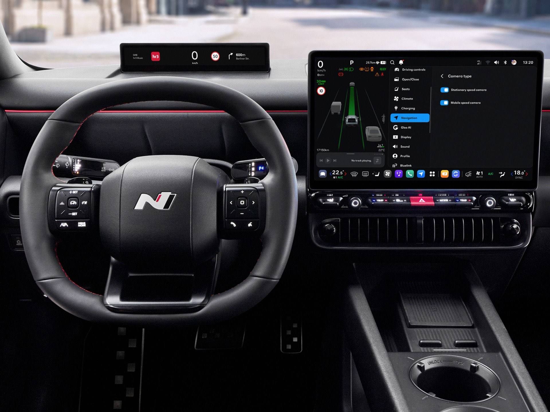Hyundai IONIQ 3 digital cockpit and online services display.