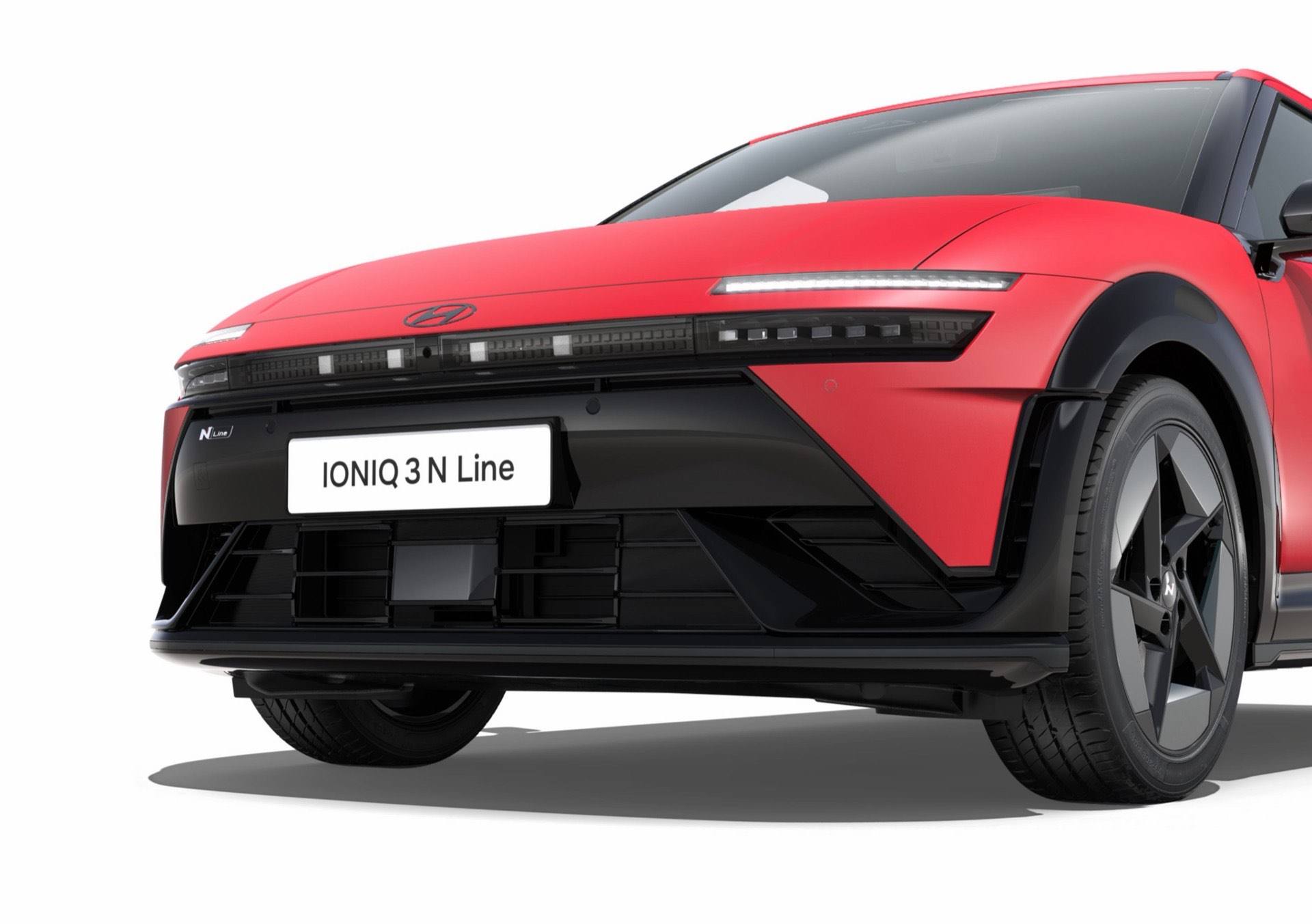 Red Hyundai IONIQ 3 N Line shown from front.
