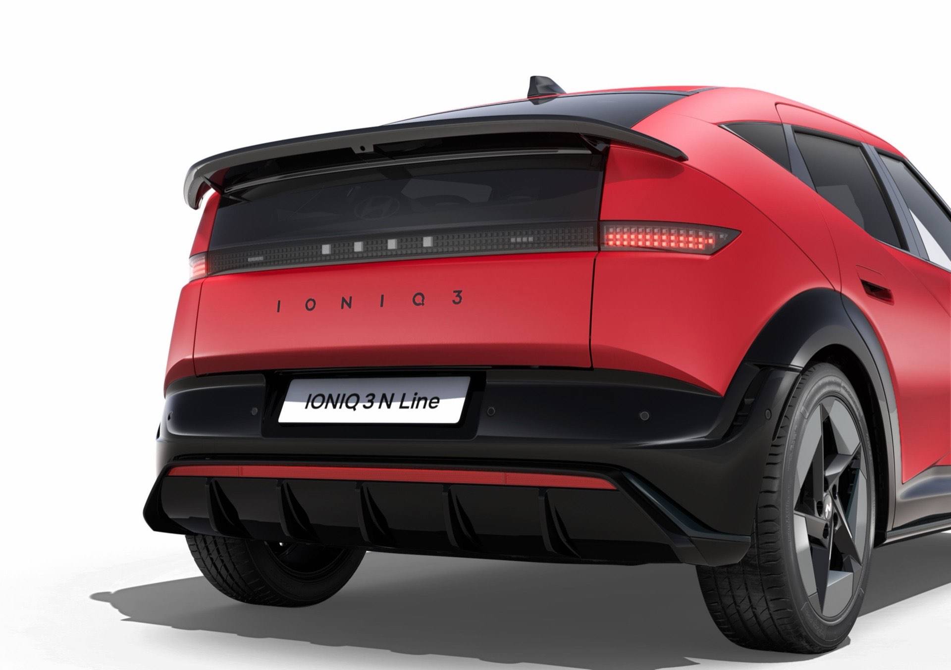 Red Hyundai IONIQ 3 N Line shown from rear.