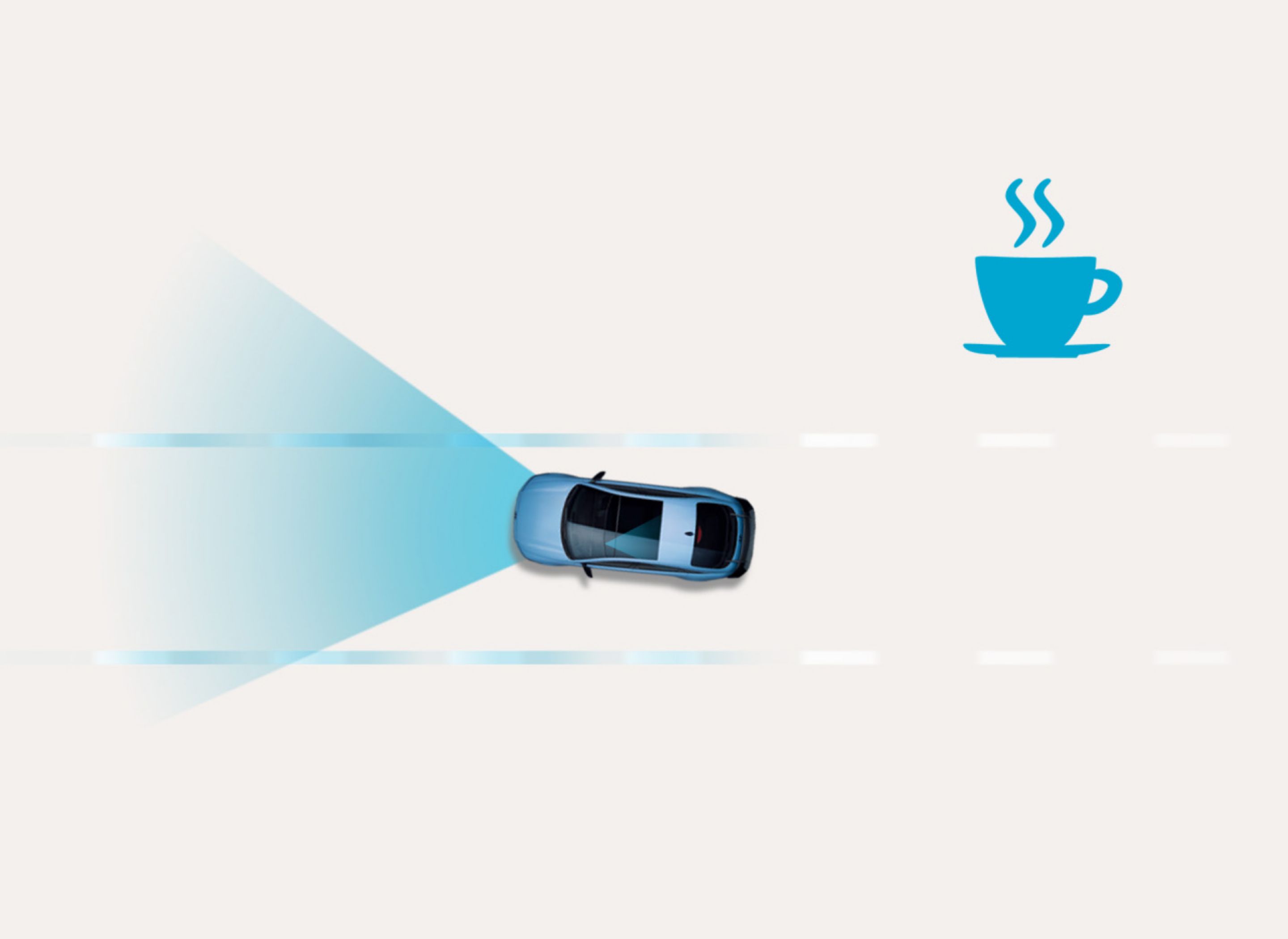 Utastéri kamera: Hyundai IONIQ 6 N a forgalmi sávon belül halad, miközben az utastéri kamera ellenőrzi a vezető éberségét. Felülnézetből.